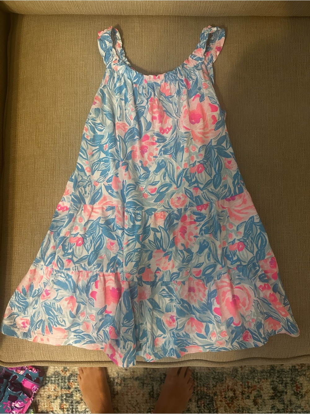 Lilly Pulitzer Girls Pink and Blue Floral Sundress